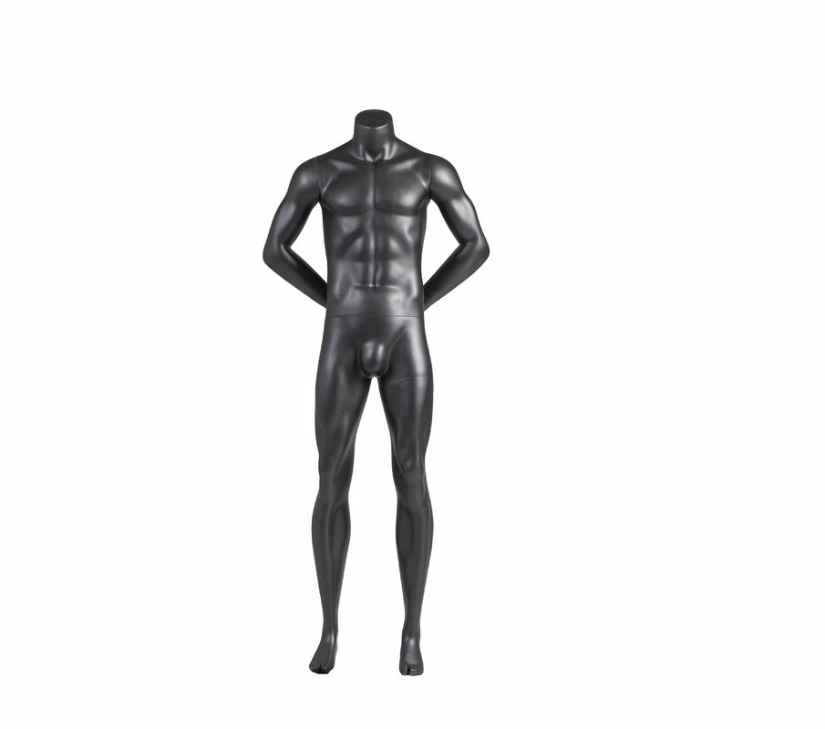 Fiberglas-Ganzkörper-Mann-Hände hinter dem Rücken kopflose muskulöse männliche Schaufensterpuppe für Sportbekleidung
